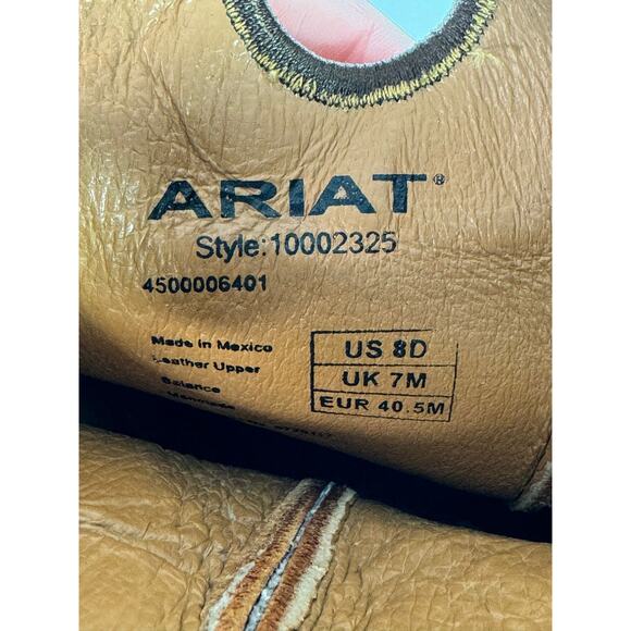 Ariat Mens Crossfire Brown Tan Cowboy Western Leather Boots Distressed Sz 8D - Picture 7 of 7